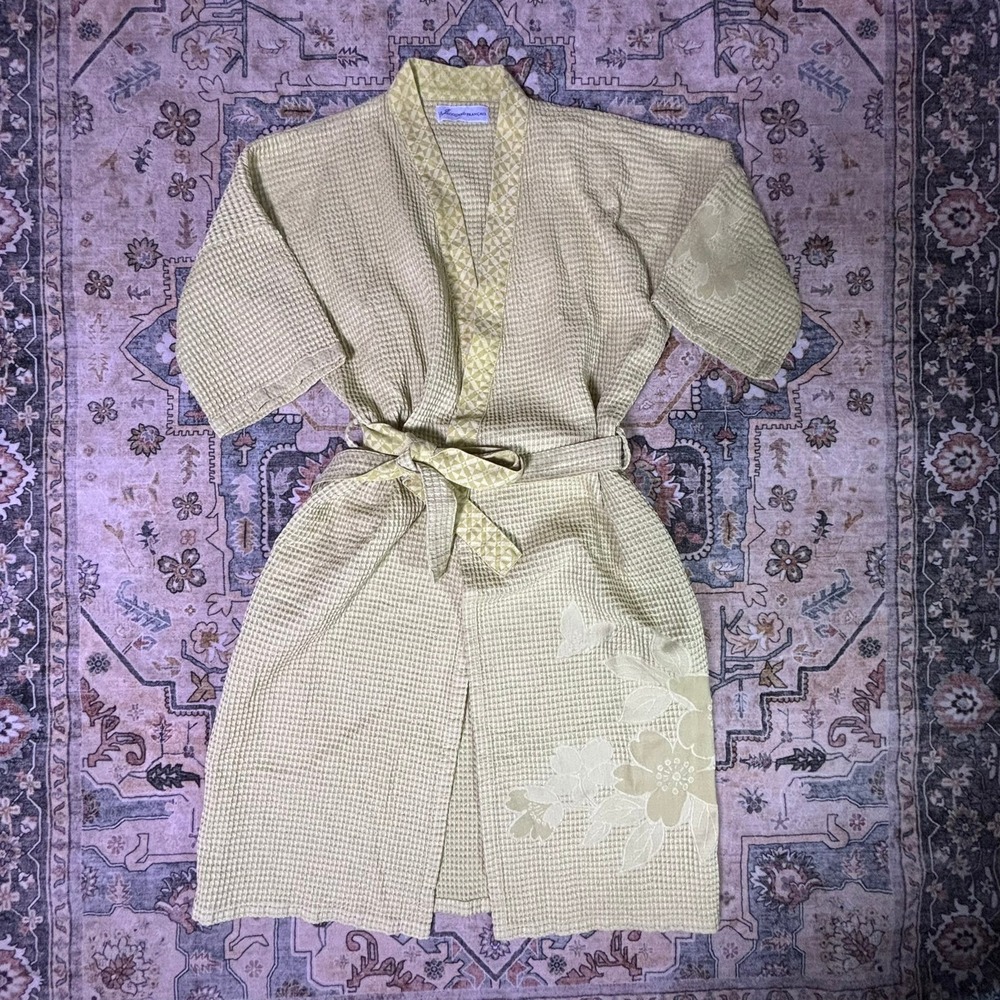 Le Jacquard Francais Primrose Bordier Yellow Waffle Weave Cotton Robe France